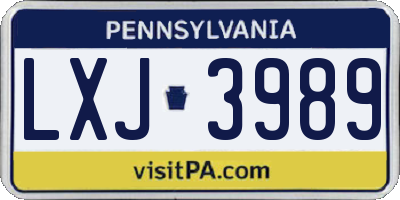 PA license plate LXJ3989