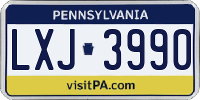 PA license plate LXJ3990