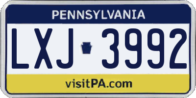 PA license plate LXJ3992