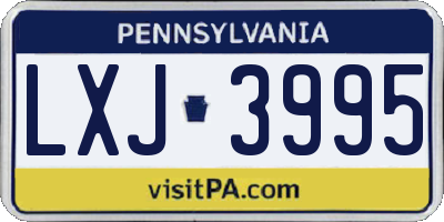PA license plate LXJ3995