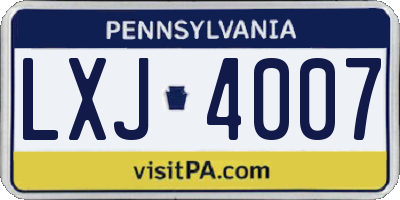 PA license plate LXJ4007