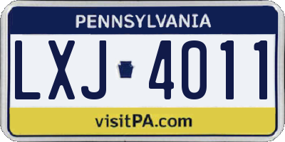 PA license plate LXJ4011