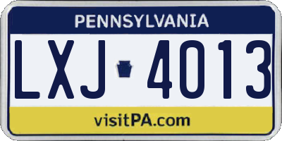 PA license plate LXJ4013