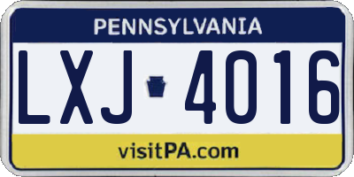PA license plate LXJ4016
