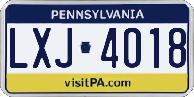 PA license plate LXJ4018