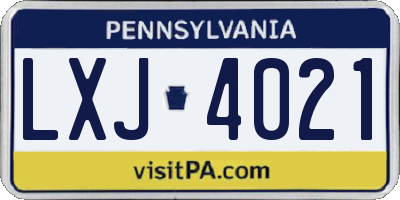 PA license plate LXJ4021