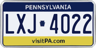 PA license plate LXJ4022