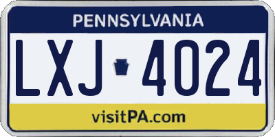 PA license plate LXJ4024