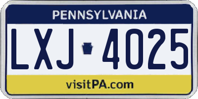 PA license plate LXJ4025