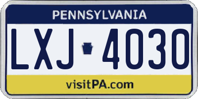 PA license plate LXJ4030