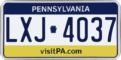PA license plate LXJ4037