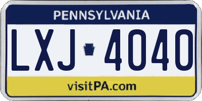 PA license plate LXJ4040