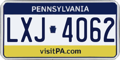 PA license plate LXJ4062
