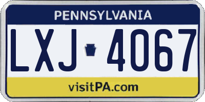 PA license plate LXJ4067