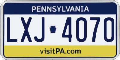 PA license plate LXJ4070