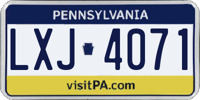 PA license plate LXJ4071