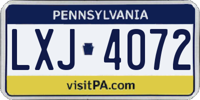 PA license plate LXJ4072