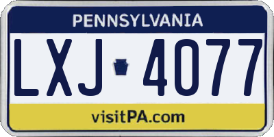 PA license plate LXJ4077