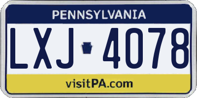 PA license plate LXJ4078