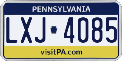 PA license plate LXJ4085