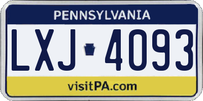 PA license plate LXJ4093