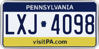 PA license plate LXJ4098