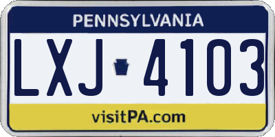 PA license plate LXJ4103
