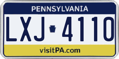 PA license plate LXJ4110