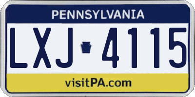 PA license plate LXJ4115