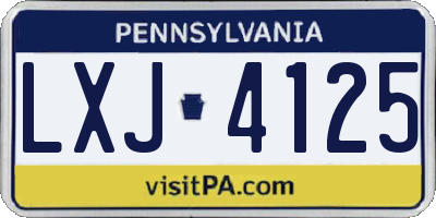 PA license plate LXJ4125