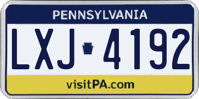 PA license plate LXJ4192