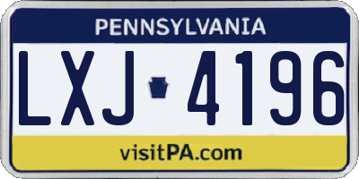 PA license plate LXJ4196