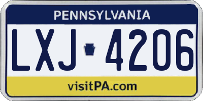 PA license plate LXJ4206