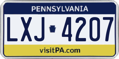 PA license plate LXJ4207