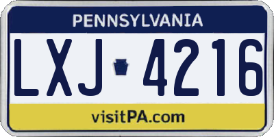 PA license plate LXJ4216