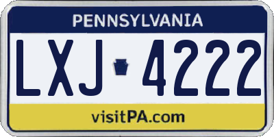 PA license plate LXJ4222