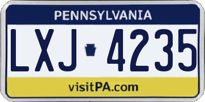 PA license plate LXJ4235