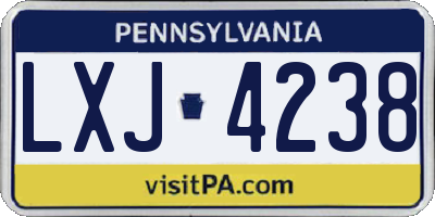 PA license plate LXJ4238