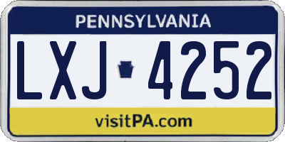 PA license plate LXJ4252