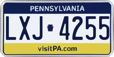 PA license plate LXJ4255