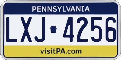 PA license plate LXJ4256