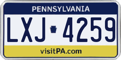 PA license plate LXJ4259