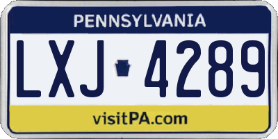 PA license plate LXJ4289