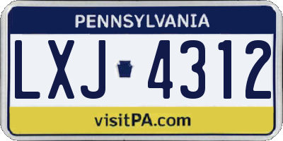 PA license plate LXJ4312