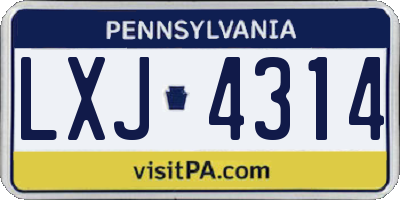PA license plate LXJ4314