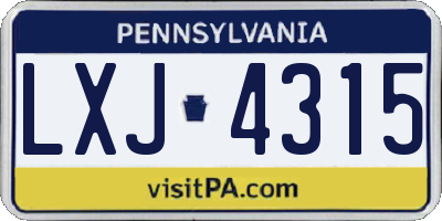 PA license plate LXJ4315