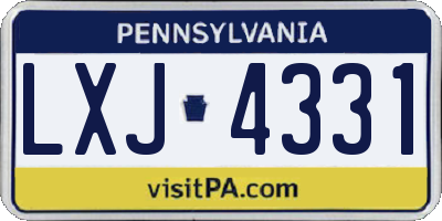 PA license plate LXJ4331