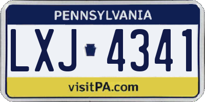 PA license plate LXJ4341