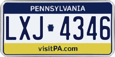 PA license plate LXJ4346