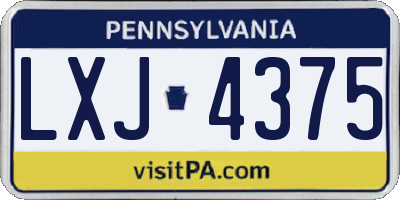 PA license plate LXJ4375